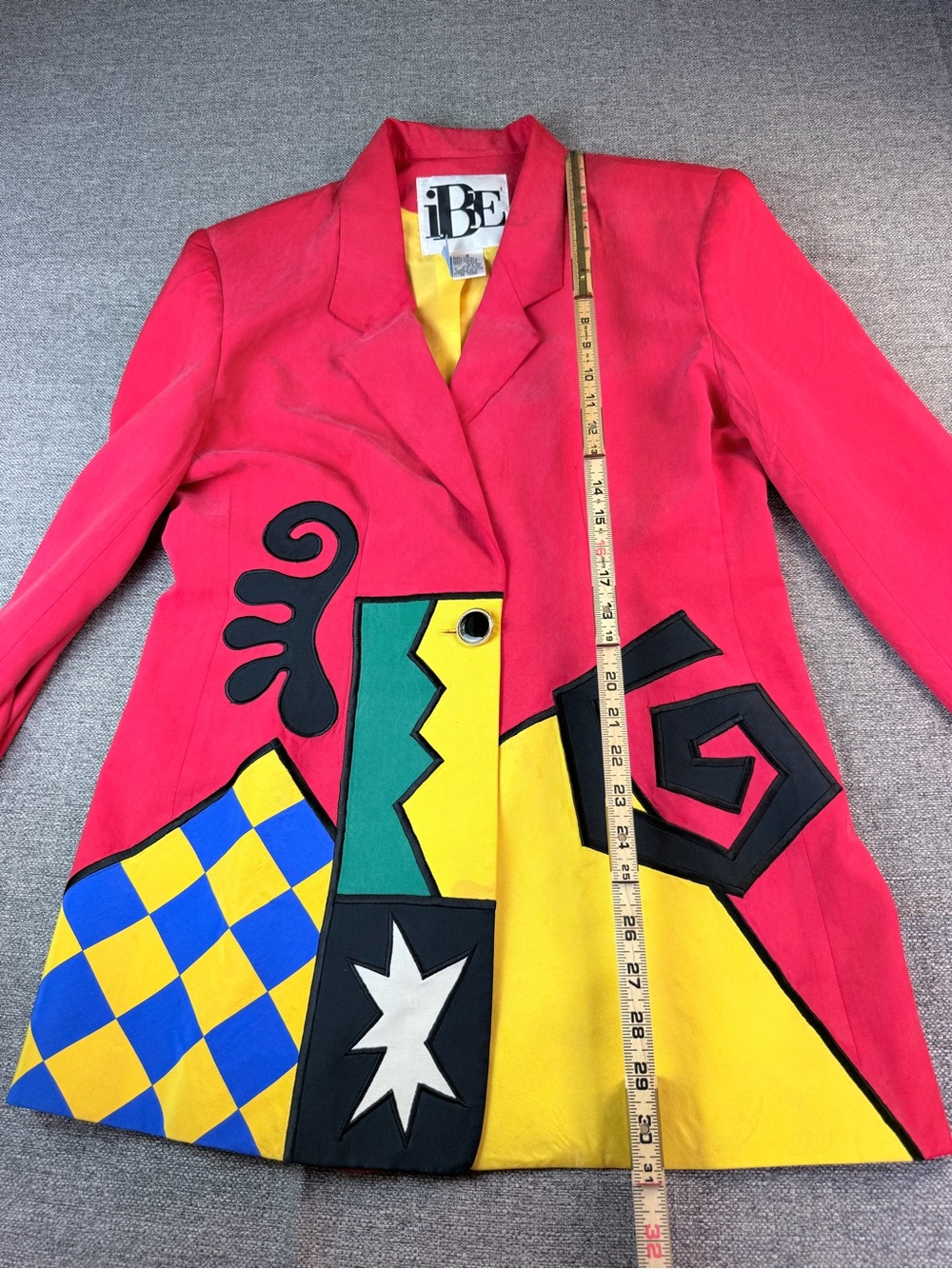 Women's Vintage Red Colorblock Graphic-Panel Blazer - Picture 8 of 16